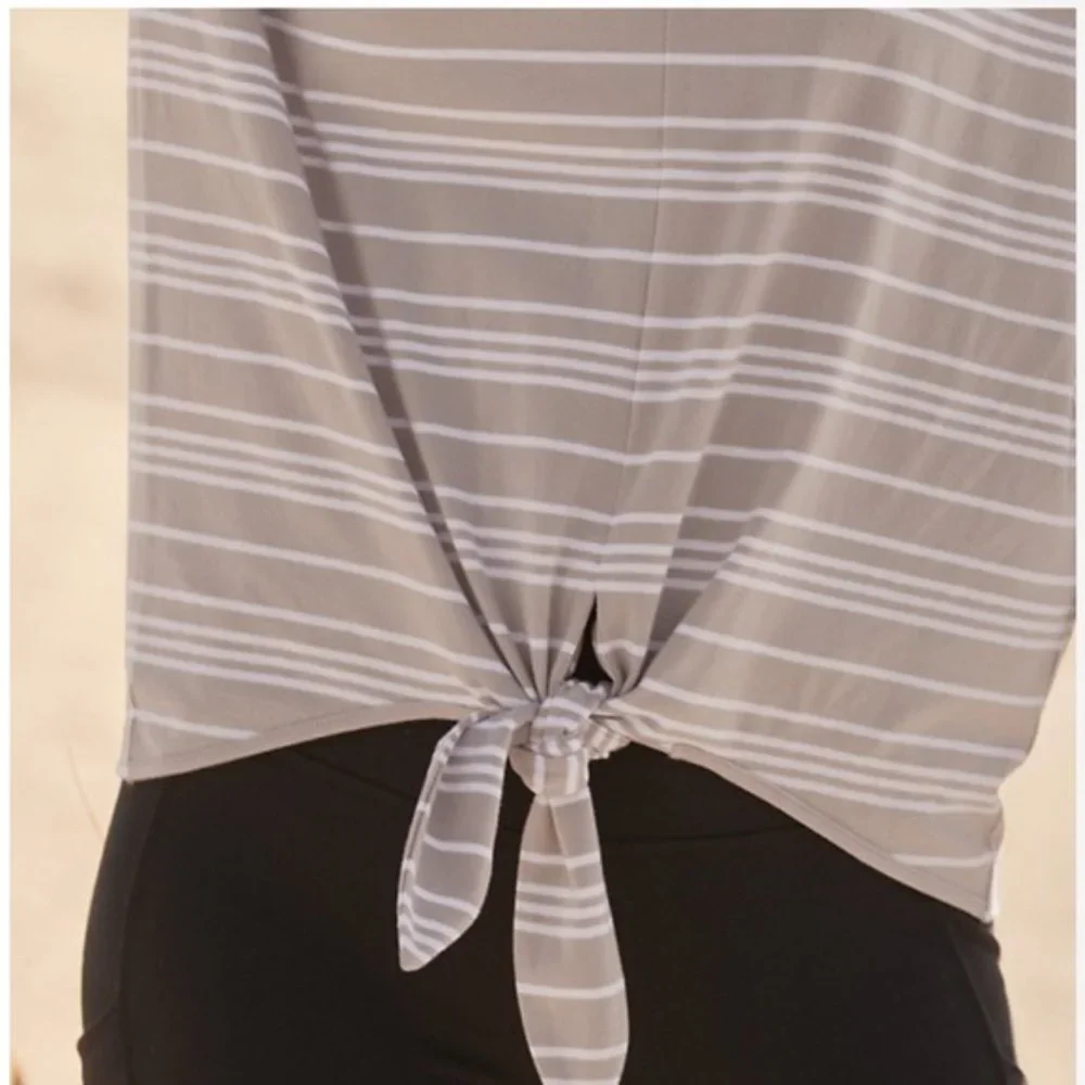 Garnet Hill Knotted Long-Sleeve Tee Dove Stripe - Picture 2 of 10